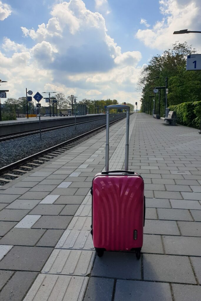 Mijn roze handbagagekoffer in betere tijden